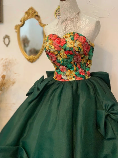 Sweet 16 Dress Emerald Green Ball Gown Sweetheart With Bow-knot Satin Sweet Sixteen Dress RB9754