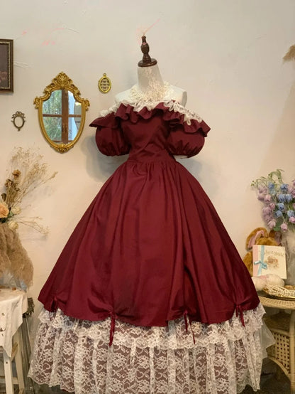 Sweet 16 Dress Ball Gown Off Shoulder Burgundy Lace With Short Sleeves Vestido De 15 Sweet Sixteen Dress RB9756