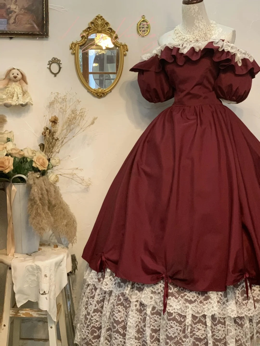 Sweet 16 Dress Ball Gown Off Shoulder Burgundy Lace With Short Sleeves Vestido De 15 Sweet Sixteen Dress RB9756