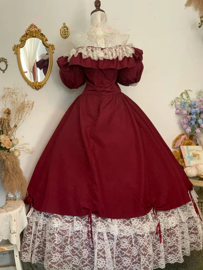 Sweet 16 Dress Ball Gown Off Shoulder Burgundy Lace With Short Sleeves Vestido De 15 Sweet Sixteen Dress RB9756