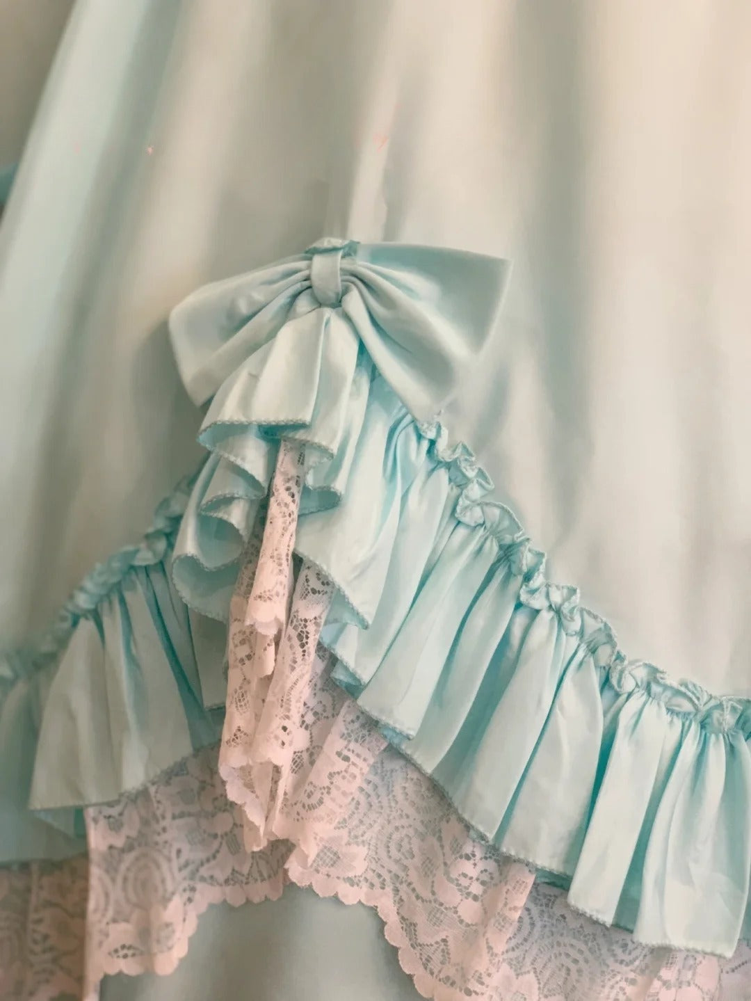 Sweet 16 Dress Green Ball Gown V Neck With Lace Blue Satin Sweet Sixteen Dress RB9757