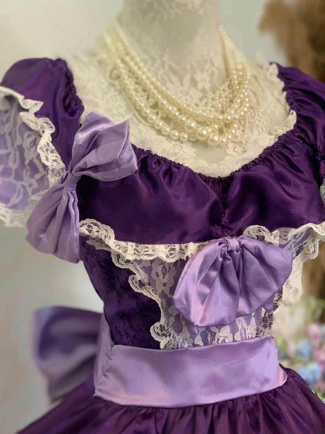 Sweet 16 Dress Purple Ball Gown V Neck With Lace Sleeves Satin Sweet Sixteen Dress RB9758