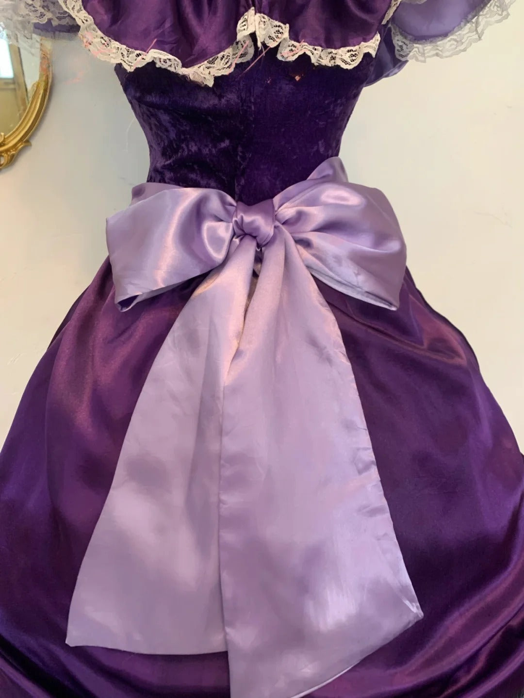 Sweet 16 Dress Purple Ball Gown V Neck With Lace Sleeves Satin Sweet Sixteen Dress RB9758