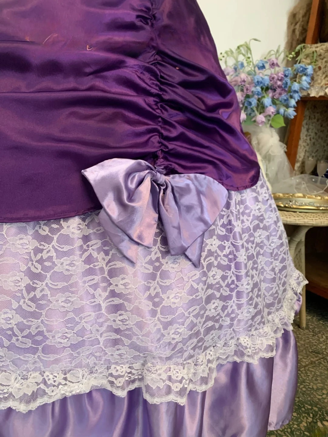 Sweet 16 Dress Purple Ball Gown V Neck With Lace Sleeves Satin Sweet Sixteen Dress RB9758