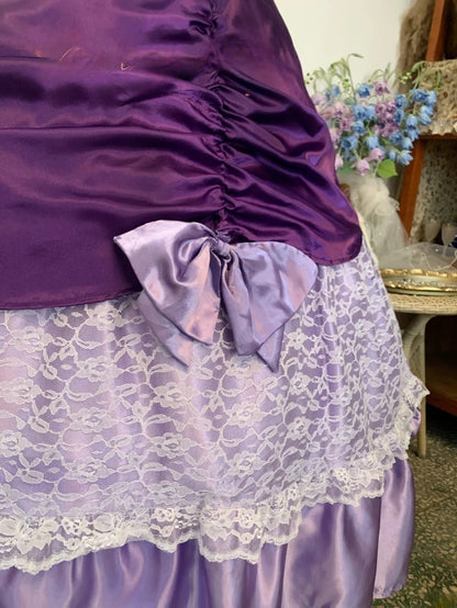 Sweet 16 Dress Purple Ball Gown V Neck With Lace Sleeves Satin Sweet Sixteen Dress RB9758