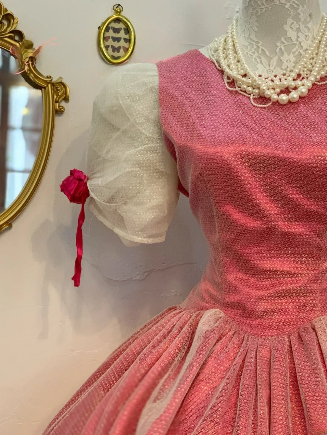 Sweet 16 Dress Hot Pink Ball Gown With Tulle Short Sleeves Satin Sweet Sixteen Dress RB9760