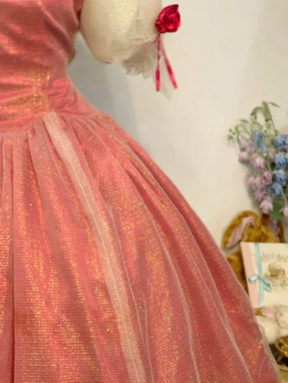 Sweet 16 Dress Hot Pink Ball Gown With Tulle Short Sleeves Satin Sweet Sixteen Dress RB9760