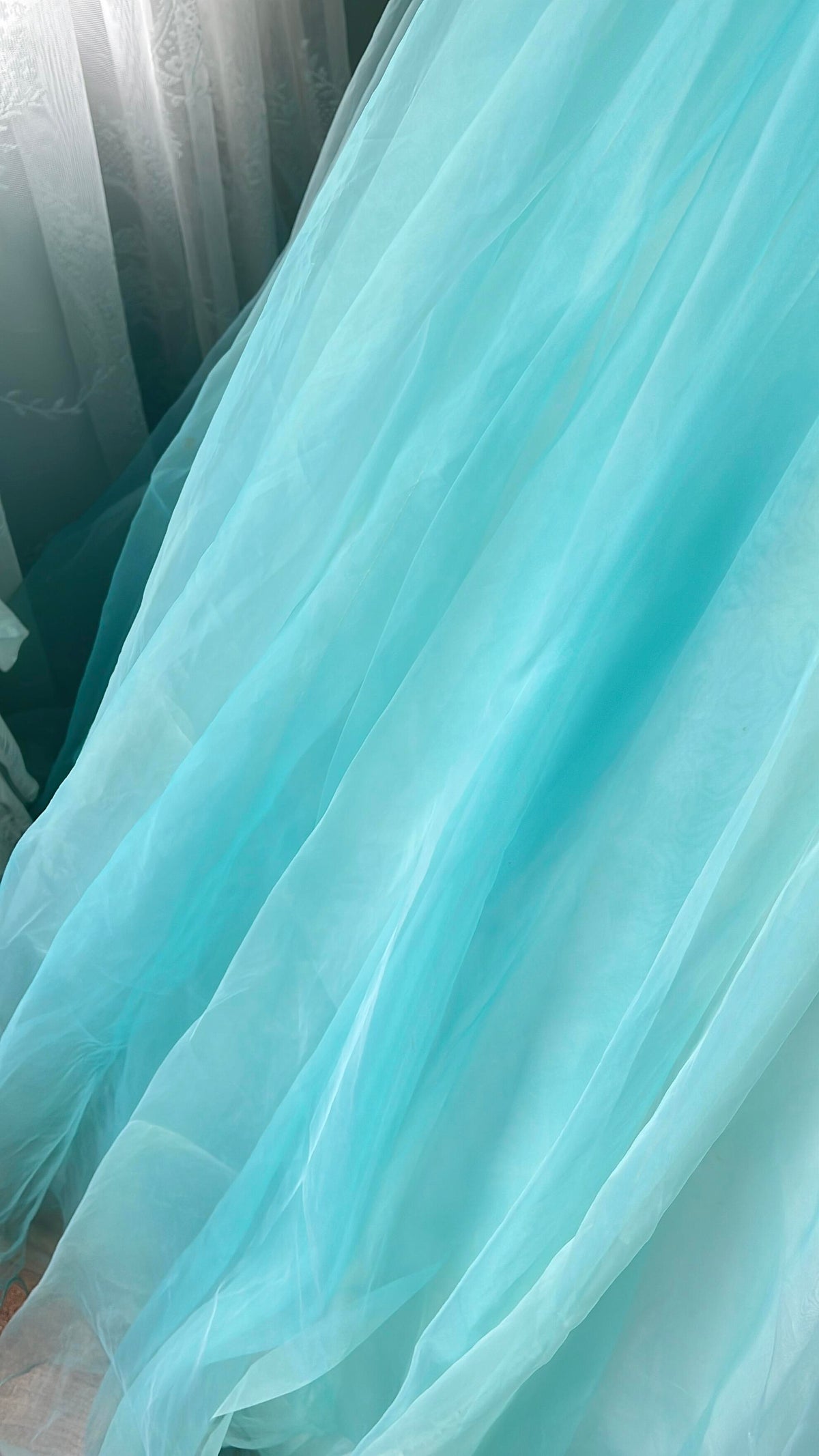 Fairytale Sweet 16 Dress Princess Ball Gown Strapless Blue Flowers Tulle Floor‑Length Quinceanera Dresses RC0858