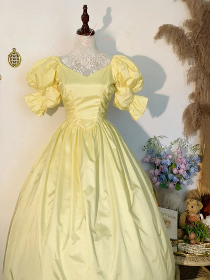 Prom Dress Ball Gown Yellow Sweetheart With Sleeves Romantic Evening Gown for Prom RB9762