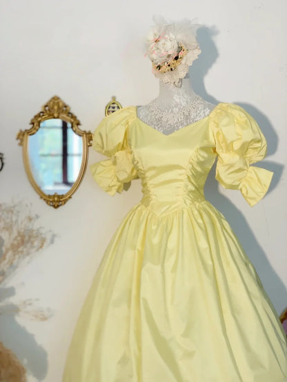 Prom Dress Ball Gown Yellow Sweetheart With Sleeves Romantic Evening Gown for Prom RB9762