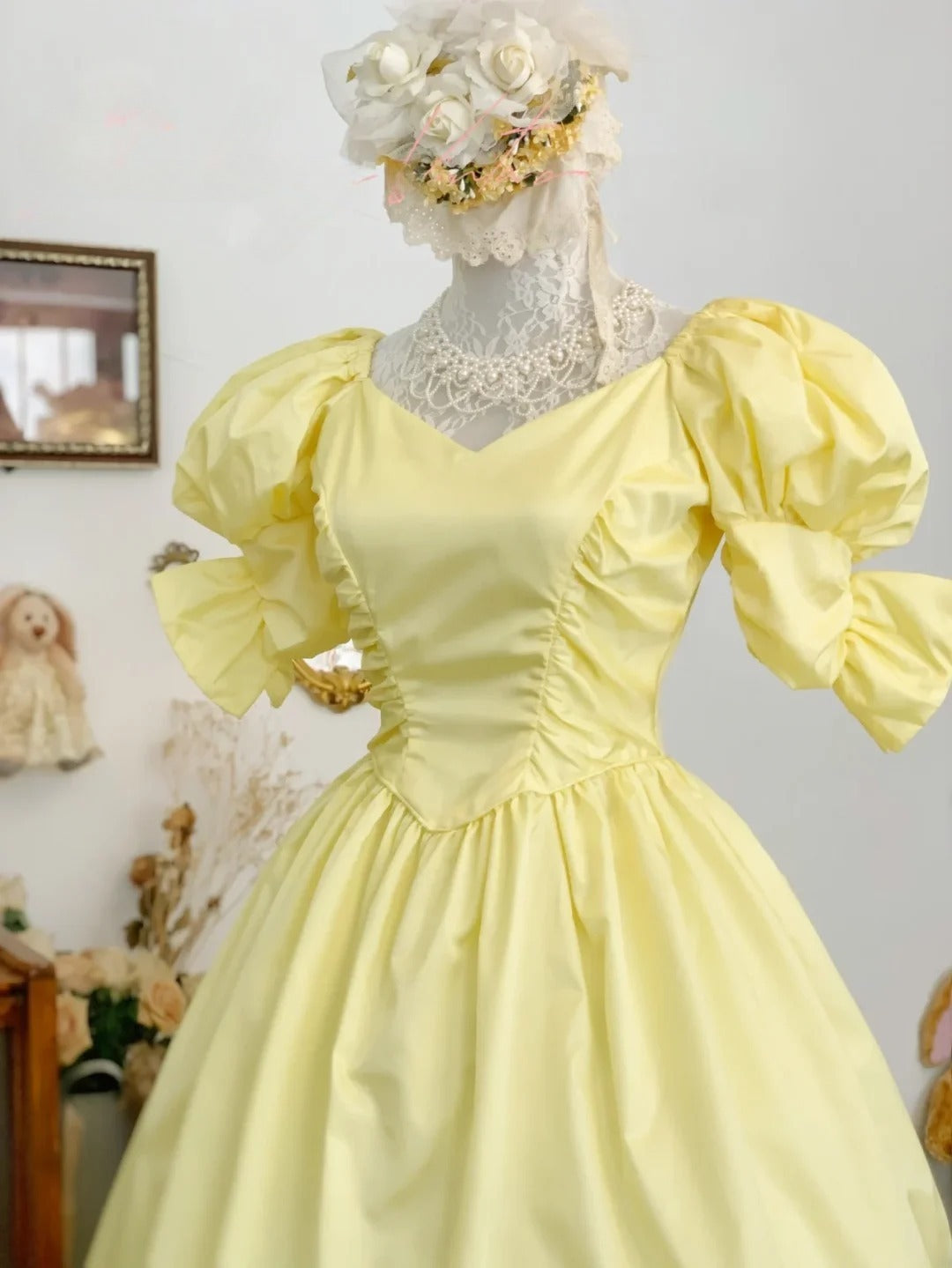 Prom Dress Ball Gown Yellow Sweetheart With Sleeves Romantic Evening Gown for Prom RB9762