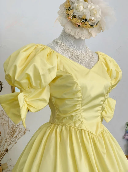 Prom Dress Ball Gown Yellow Sweetheart With Sleeves Romantic Evening Gown for Prom RB9762