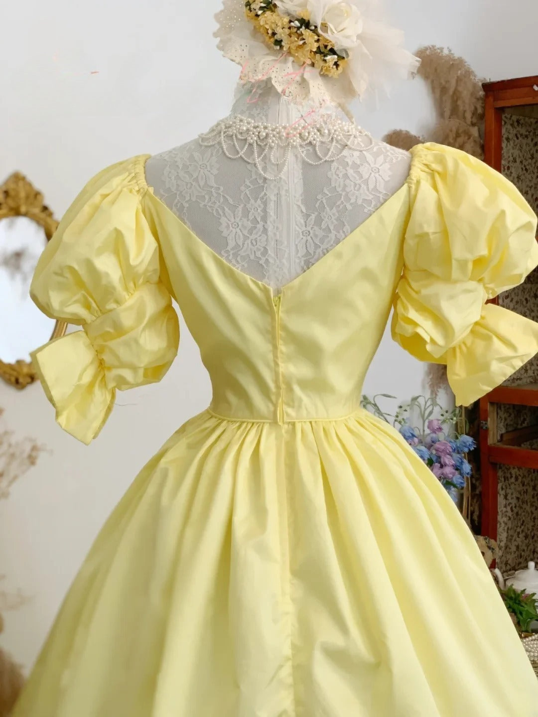 Prom Dress Ball Gown Yellow Sweetheart With Sleeves Romantic Evening Gown for Prom RB9762