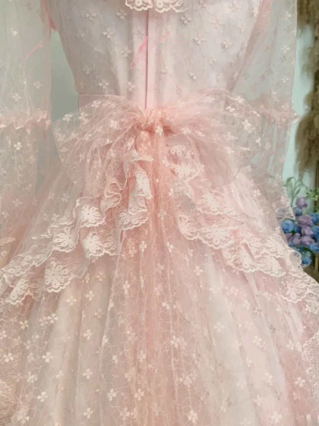Sweet 16 Dress Ball Gown High Neck Pink Lace With Sleeves Vestido De 15 Sweet Sixteen Dress RB9764