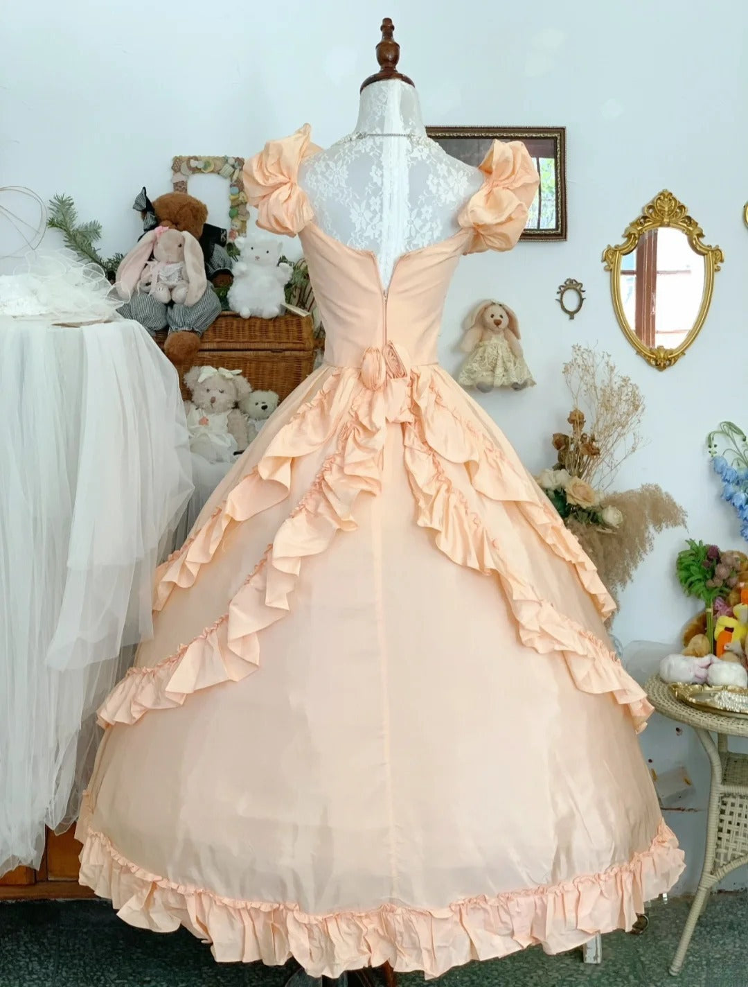 Sweet 16 Dress Green Ball Gown With Square Blush Pink Satin Sweet Sixteen Dress RB9765