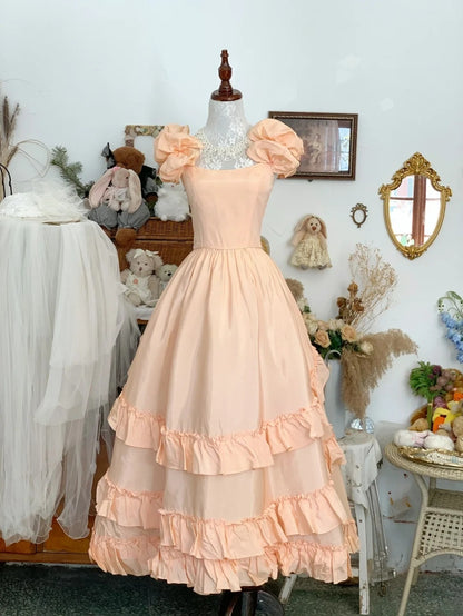 Sweet 16 Dress Green Ball Gown With Square Blush Pink Satin Sweet Sixteen Dress RB9765