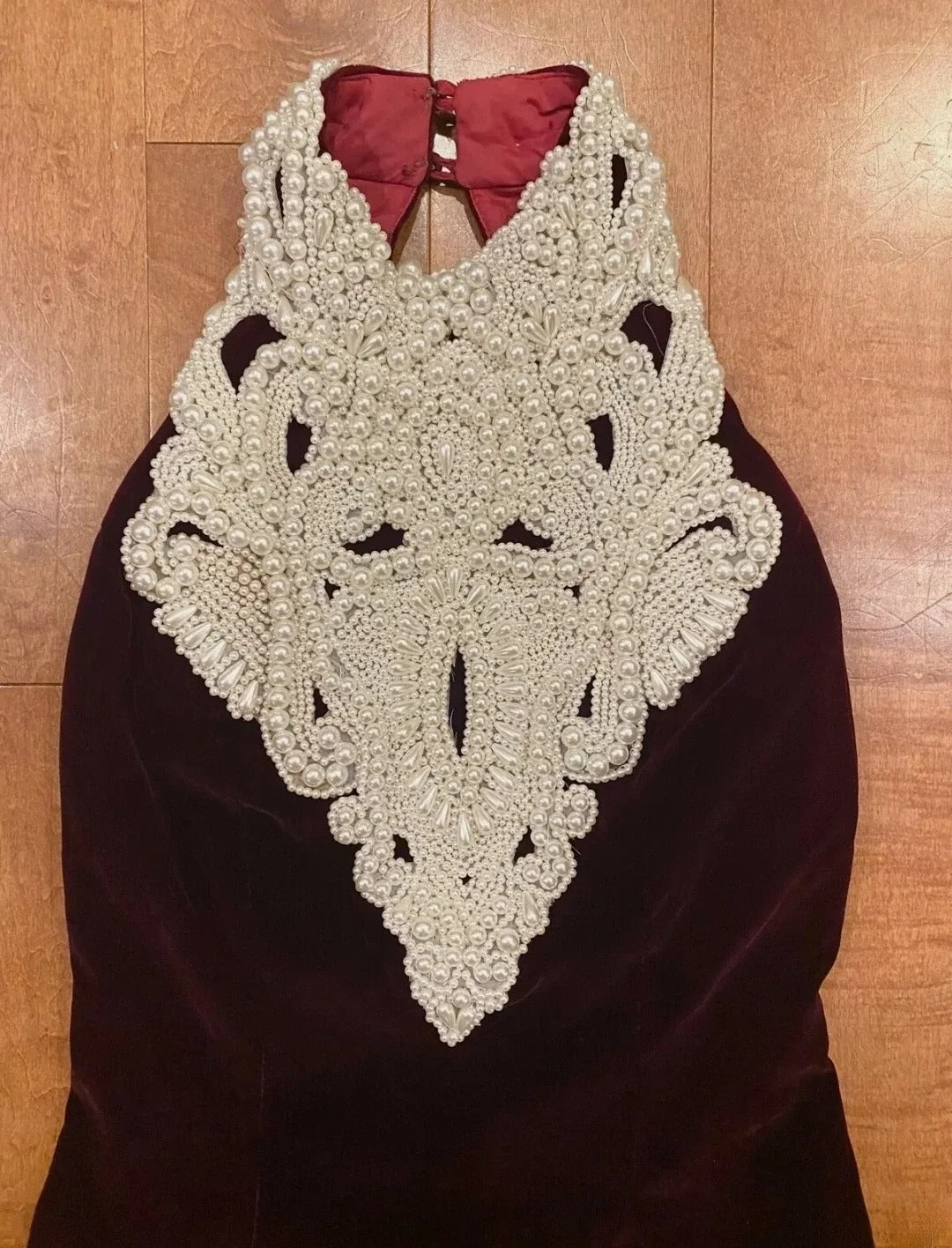 Prom Dress Sheath High Neck Burgundy Velvet Long Romantic Evening Gown for Prom RB9770