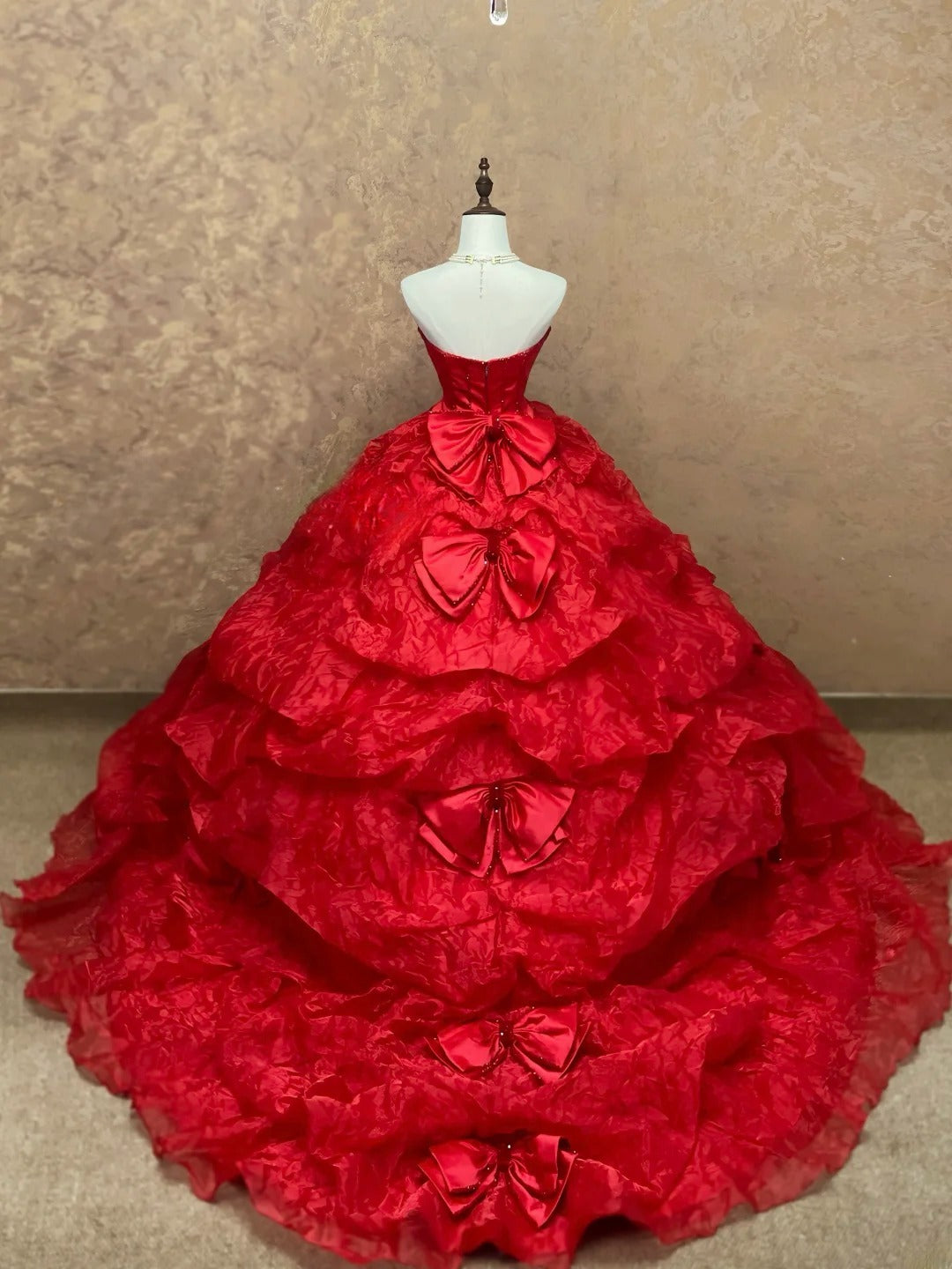 Sweet 16 Dress Red Sweetheart Ball Gown With Bow-knot Sweet Sixteen Dress RB9777