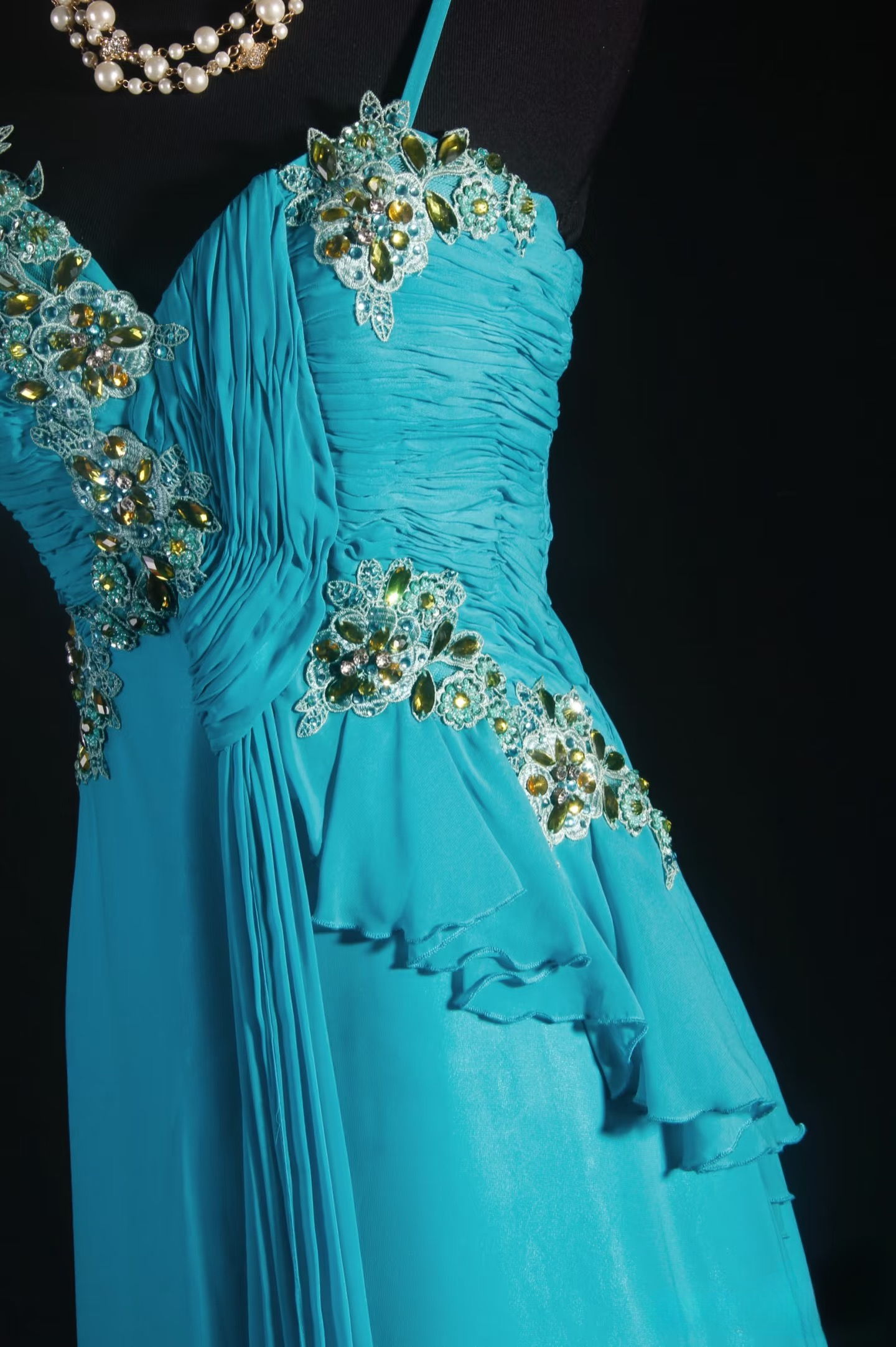Retro Prom Dresses A Line Spaghetti Strap Blue Chiffon Vintage Fashion Long Prom Dresses Party Gowns AU010