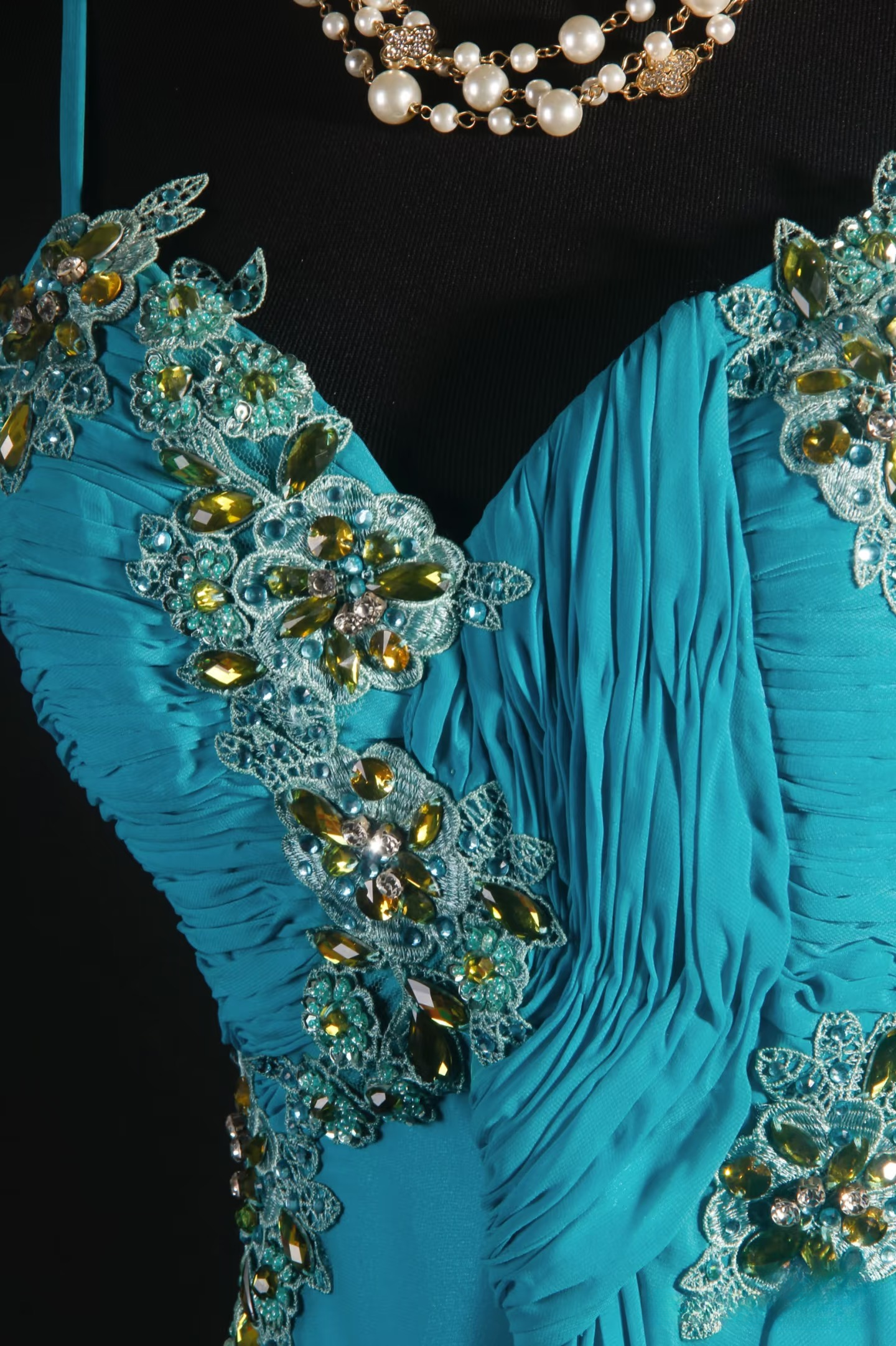 Retro Prom Dresses A Line Spaghetti Strap Blue Chiffon Vintage Fashion Long Prom Dresses Party Gowns AU010