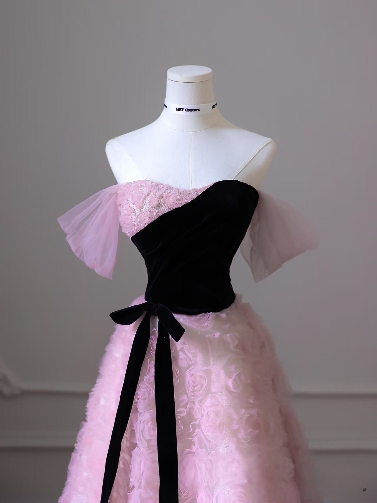 Elegant A Line Strapless Sleeveless Pink Flowers Tulle Floor Length Amazing Prom Dress Inspiration Ideas Prom Inspo Dresses Graduation Dress AU011