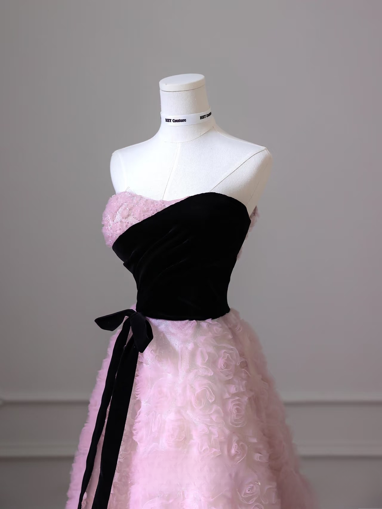 Elegant A Line Strapless Sleeveless Pink Flowers Tulle Floor Length Amazing Prom Dress Inspiration Ideas Prom Inspo Dresses Graduation Dress AU011