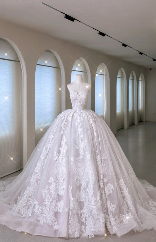 Elegant Ball Gown Sweetheart Fitted Corset Lace Wedding Dress Bride Gowns Wedding Dresses AU012