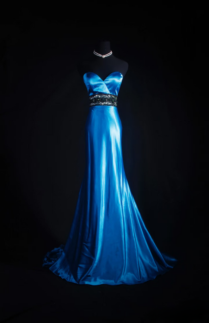 Vintage Mermaid Sweetheat Royal Blue Backless 90s Satin Inspiration Long Prom Dresses Evening Party Dress Prom Gowns AU013