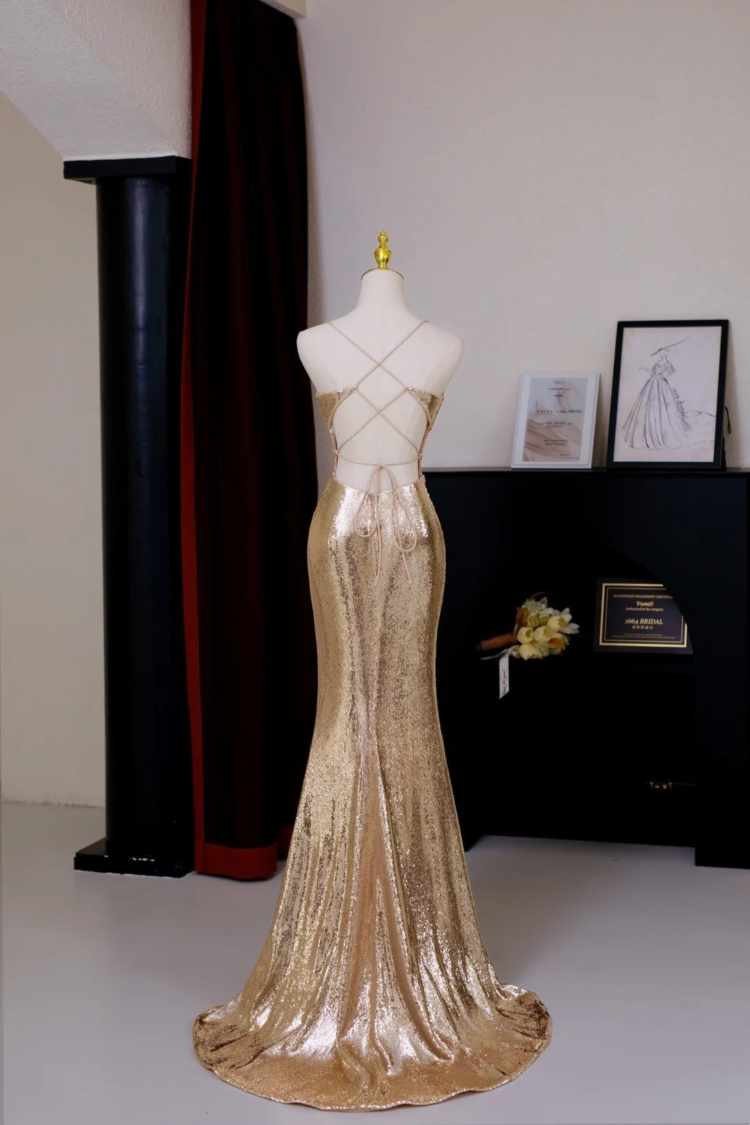 Sexy Mermaid Halter Gold Sequin Prom Dresses Long Party Dress 21st Birthday Outfits Formal Dress AU014