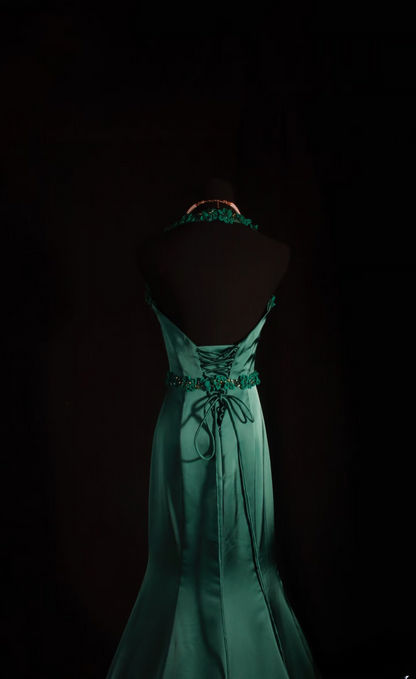 Vintage Prom Dresses 1950s Retro Classy Mermaid Sweetheart Dark Green Satin Inspo Long Prom Gown AU016