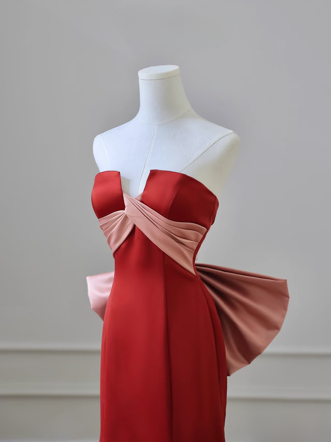 Elegant Mermaid Strapless Sleeveless Rust Red Satin Floor Length Amazing Prom Dress Inspiration Ideas Prom Inspo Dresses Graduation Dress AU017