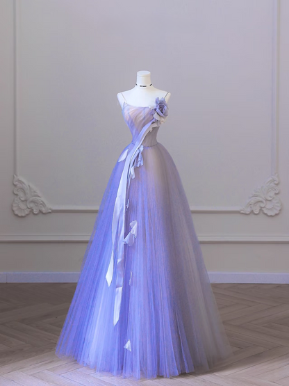 Elegant Ball Gown Spaghetti Straps Sleeveless Lilac Tulle Floor Length Amazing Prom Dress Inspiration Ideas Prom Inspo Dresses Graduation Dress AU019