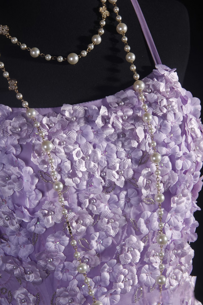 Retro Prom Dresses A Line Spaghetti Strap Lilac Tulle Vintage Fashion Long Prom Dresses Party Gowns AU019