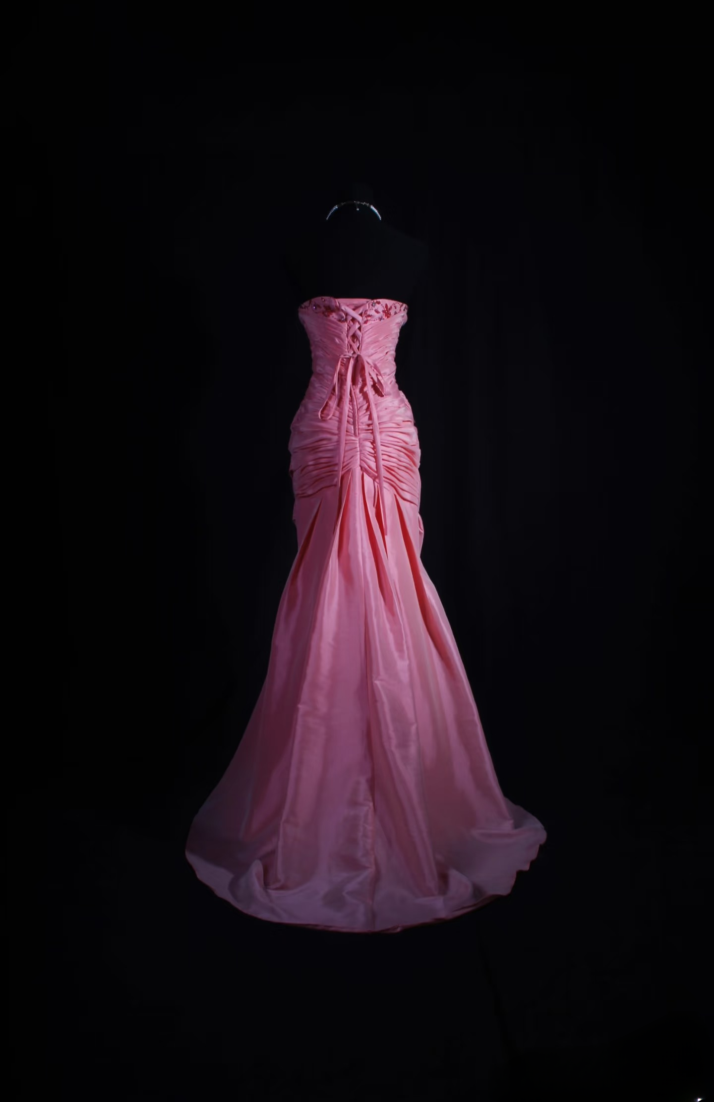 Retro Prom Dresses Mermaid Strapless Pink Organza With Beaded Vintage Long Prom Dresses Party Gowns AU023