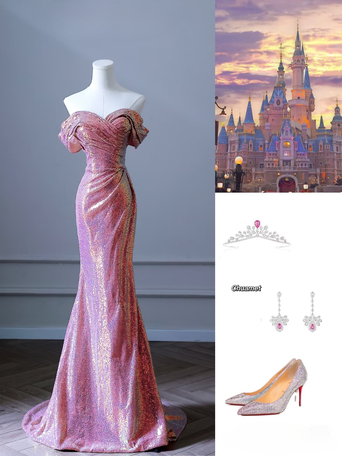 Mermaid Off The Shoulder Pink Sequin Floor Length Stunning Prom Dresses 2026 Inspiration Prom Dress Princess Graduation Dress AU024