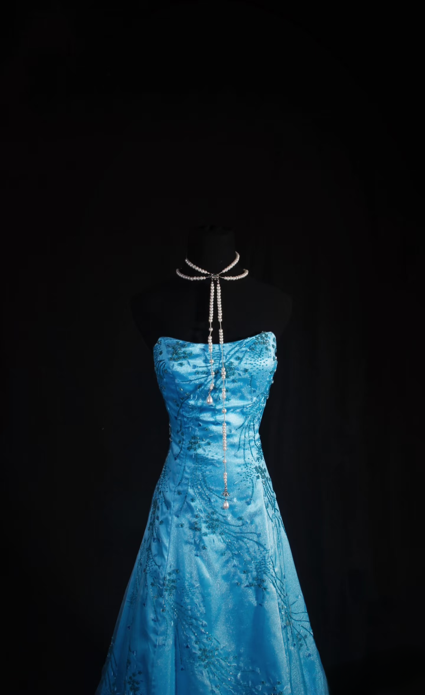 Retro Prom Dresses A Line Strapless Blue Tulle Beaded Vintage Fashion Long Prom Dresses Party Gowns AU026