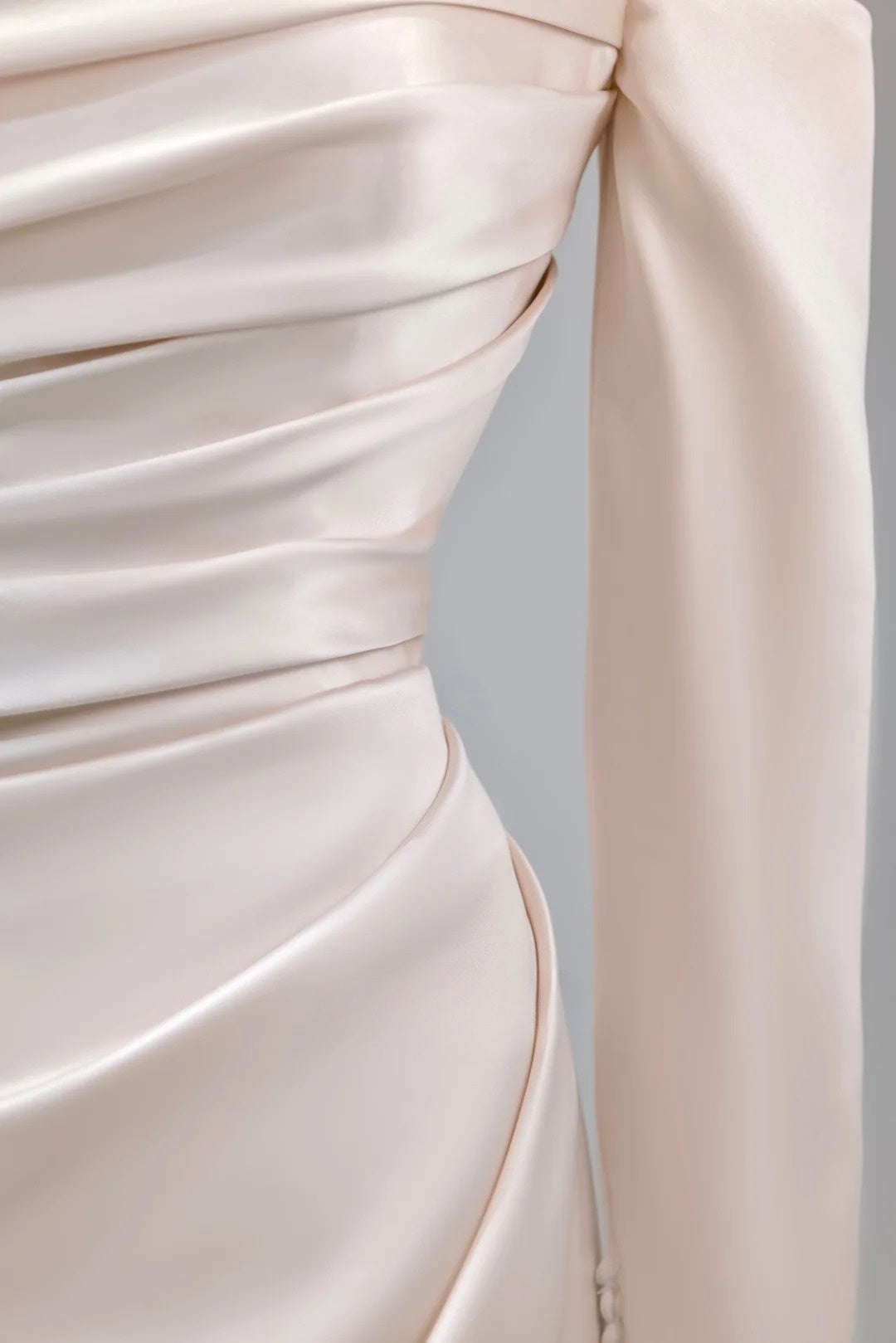 Charming Women's Mermaid Off The Shoulder Satin Light Pink With Long Sleeves Wedding Dresses AU030