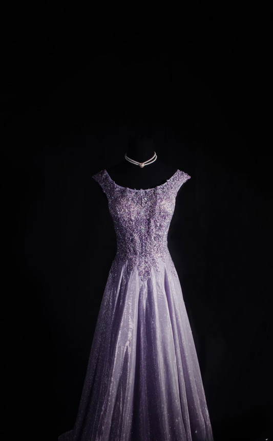 Retro Prom Dresses A Line Scoop Neck Appliqued Beaded Vintage Fashion Long Prom Dresses Party Gowns AU030