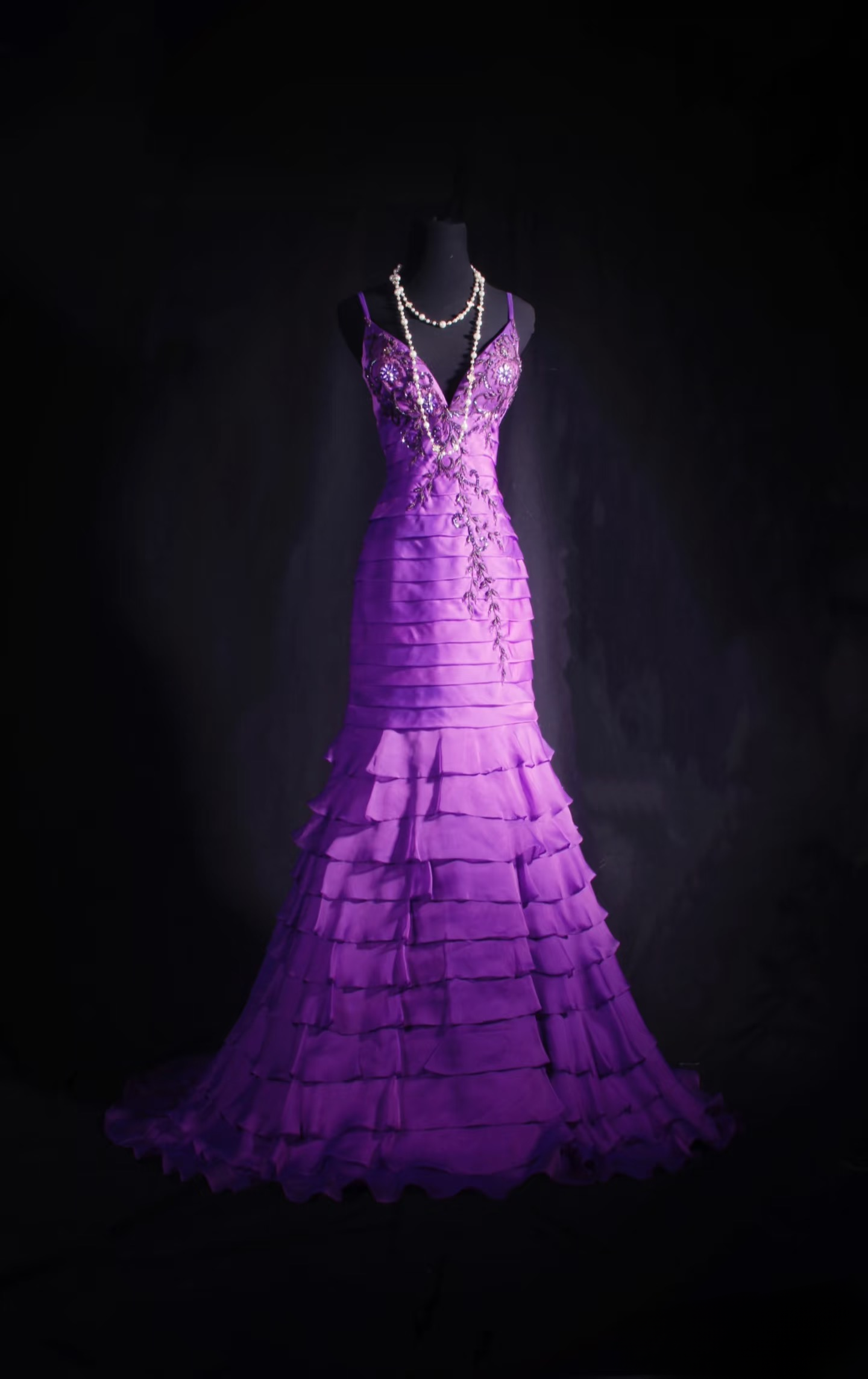Vintage Prom Dresses 1980s Retro Classy Mermaid Spaghetti Straps Grape Chiffon Inspo Long Prom Gown AU032