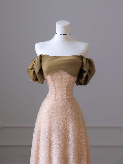 Sexy A Line Off The Shoulder Sequin Floor Length Stunning Prom Dresses Inspiration Prom Dress Princess Dance Formal Graduation Dress AU034