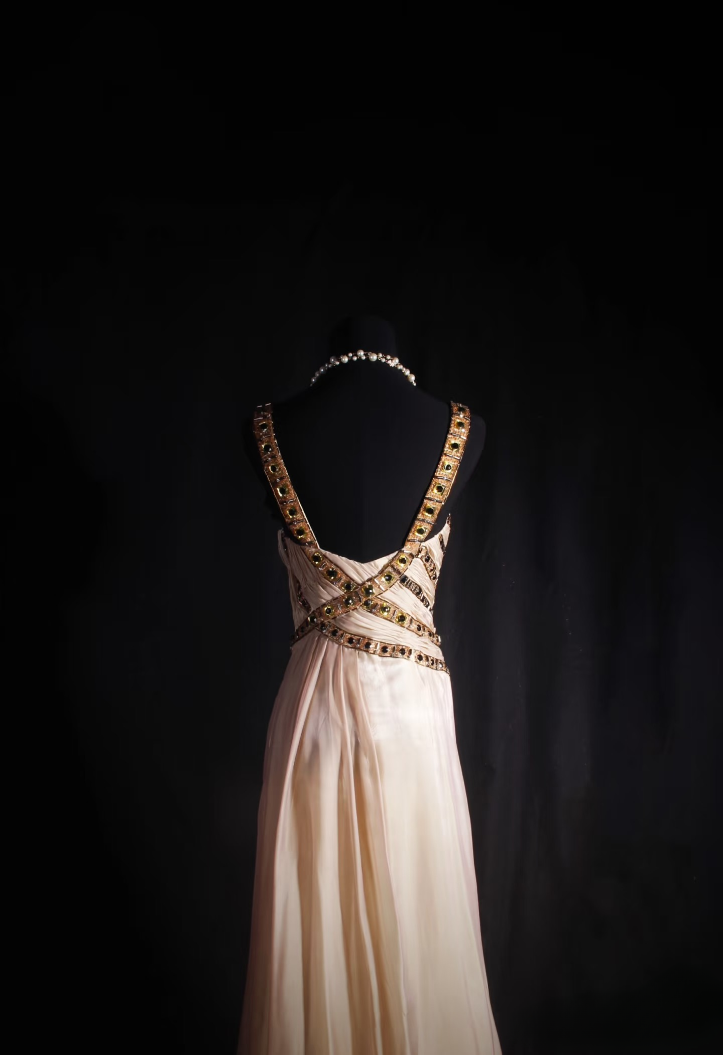 Vintage A Line Strap With Gold Beaded 80s Chiffon Inspiration Long Prom Dresses Evening Party Dress Prom Gowns AU034