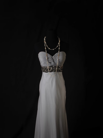 Retro Prom Dresses A Line Sweetheart Silver Gray 80s Beaded Vintage Fashion Long Prom Dresses Party Gowns AU035