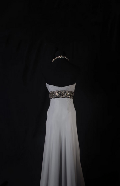 Retro Prom Dresses A Line Sweetheart Silver Gray 80s Beaded Vintage Fashion Long Prom Dresses Party Gowns AU035