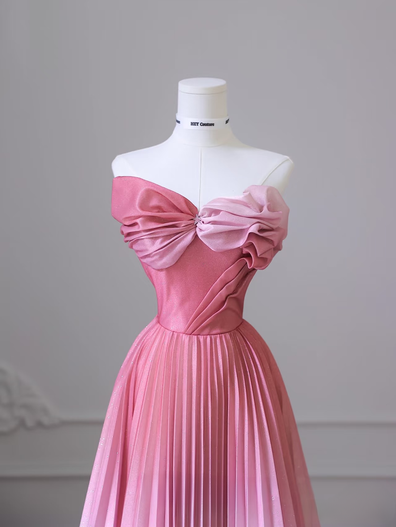 Cute A Line Strapless Ombre Pink White Satin Floor Length Stunning Prom Dresses Inspiration Prom Dress Princess Dance Formal Graduation Dress AU036