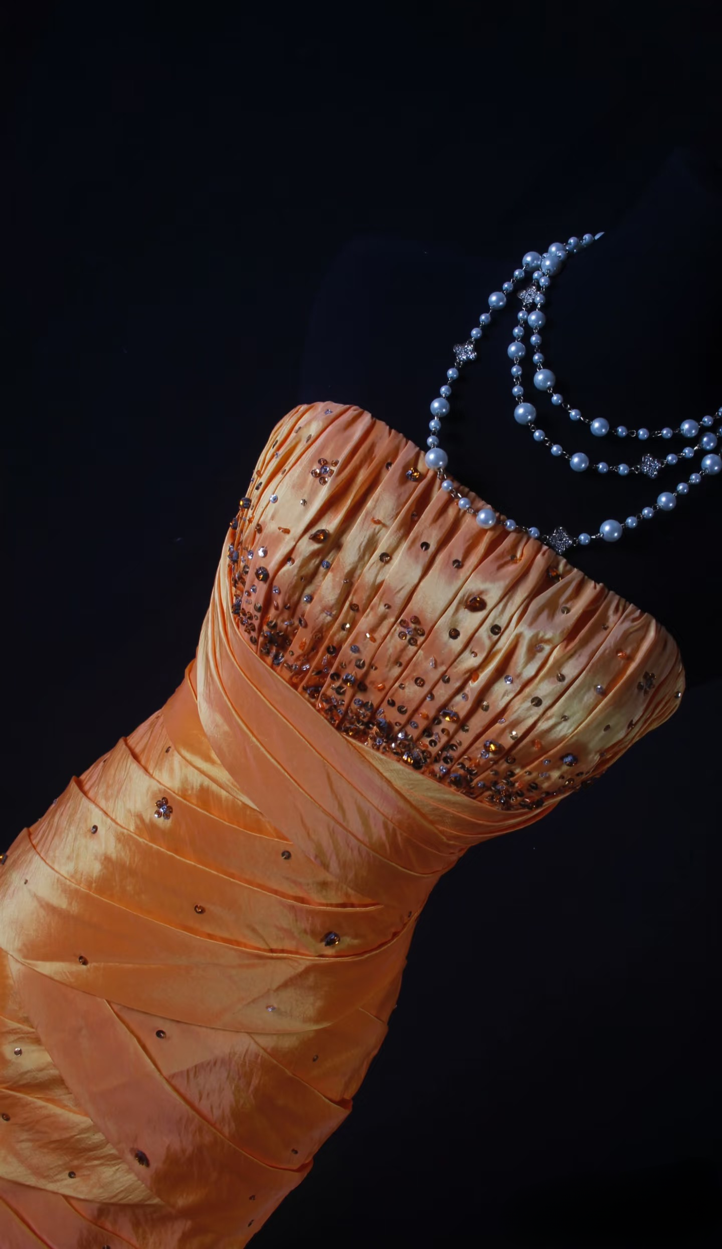 Retro Prom Dresses Mermaid Strapless 50s 60s Beaded Orange Taffeta Vintage Long Prom Dresses Party Gowns AU037