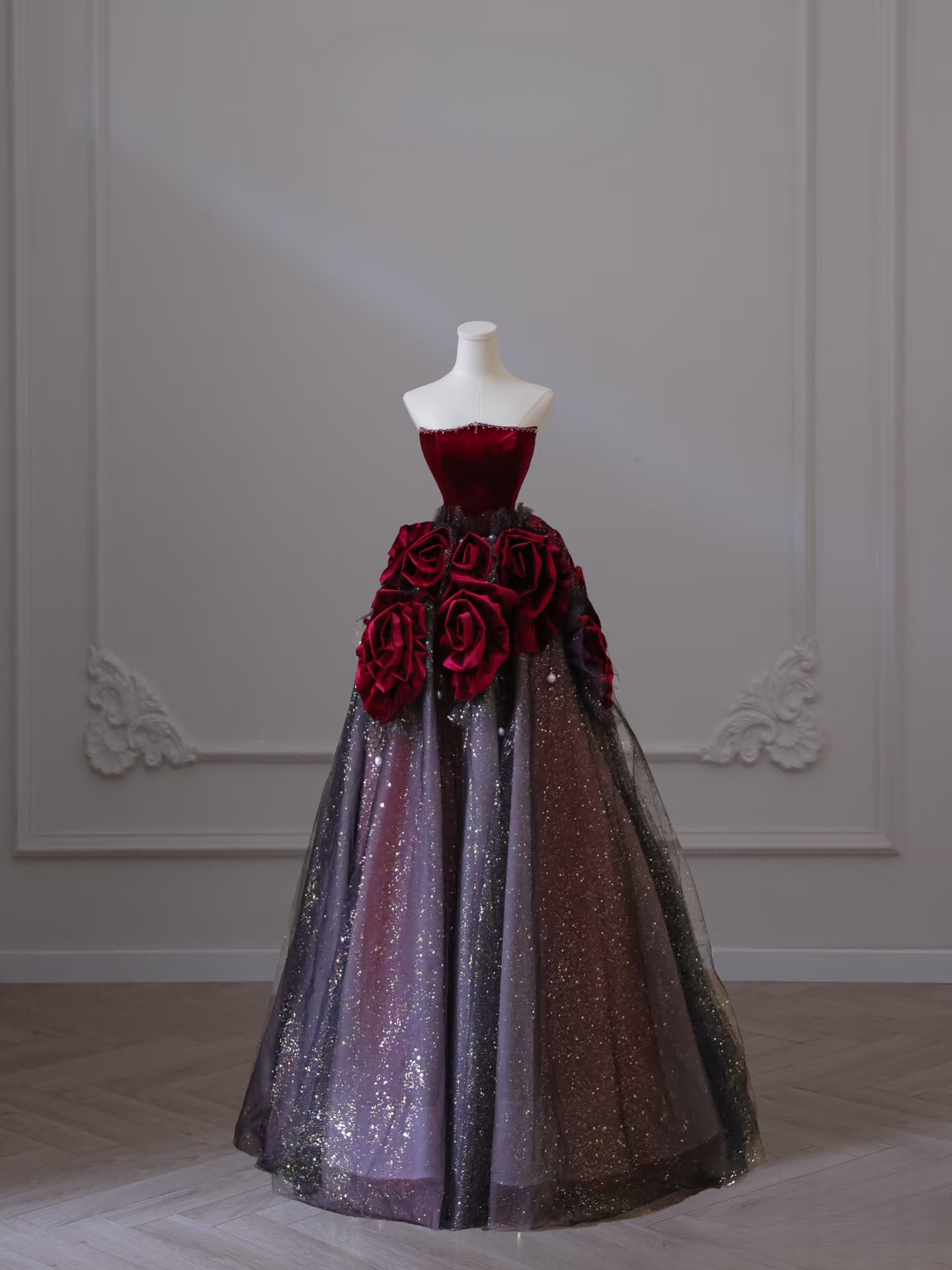 Sexy Ball Gown Off The Shoulder Tulle Short Sleeves Red Floor Length Stunning Prom Dresses Inspiration High School Dance Dress Princess Graduation Gown AU041