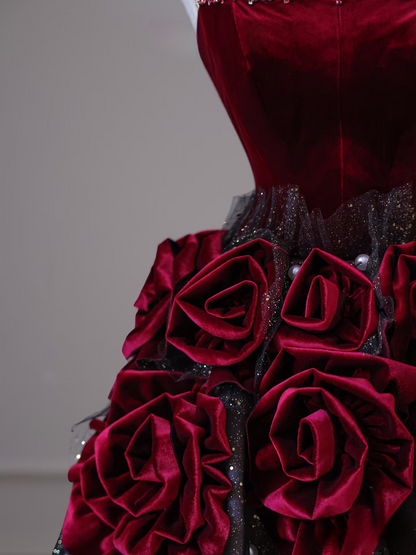 Sexy Ball Gown Off The Shoulder Tulle Short Sleeves Red Floor Length Stunning Prom Dresses Inspiration High School Dance Dress Princess Graduation Gown AU041