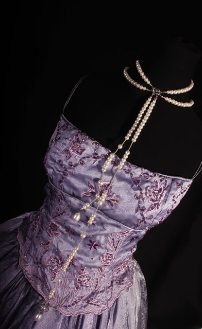 Retro Prom Dresses Ball Gown Spaghetti Strap 80s With Beaded Slit Lilac Sequins Vintage Fashion Long Prom Dresses Party Gowns AU042