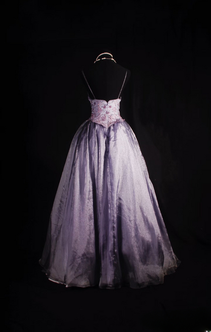 Retro Prom Dresses Ball Gown Spaghetti Strap 80s With Beaded Slit Lilac Sequins Vintage Fashion Long Prom Dresses Party Gowns AU042