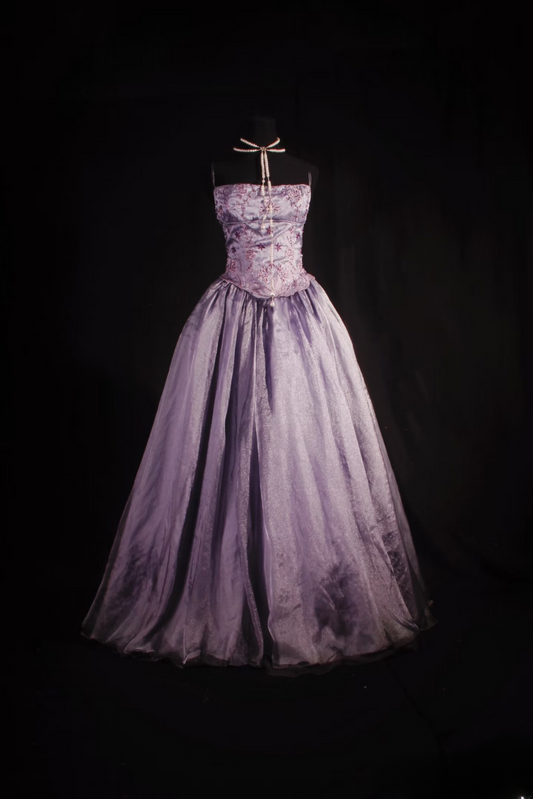 Retro Prom Dresses Ball Gown Spaghetti Strap 80s With Beaded Slit Lilac Sequins Vintage Fashion Long Prom Dresses Party Gowns AU042
